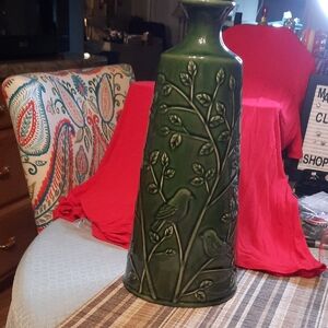 Jessica McClintock Green Vase with Bird Design